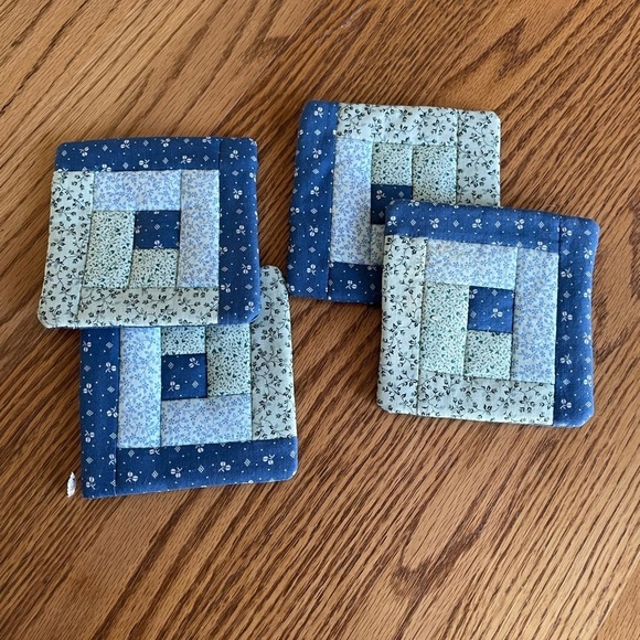 Blue Fabric Coaster Set OF 4 - Picture 3 of 5